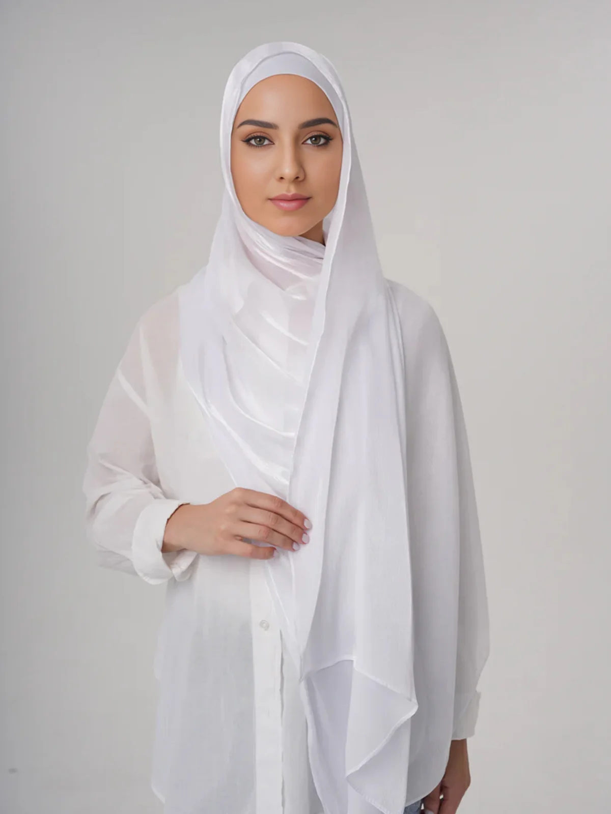 Aura Silky Organza Hijab - White - Image 3