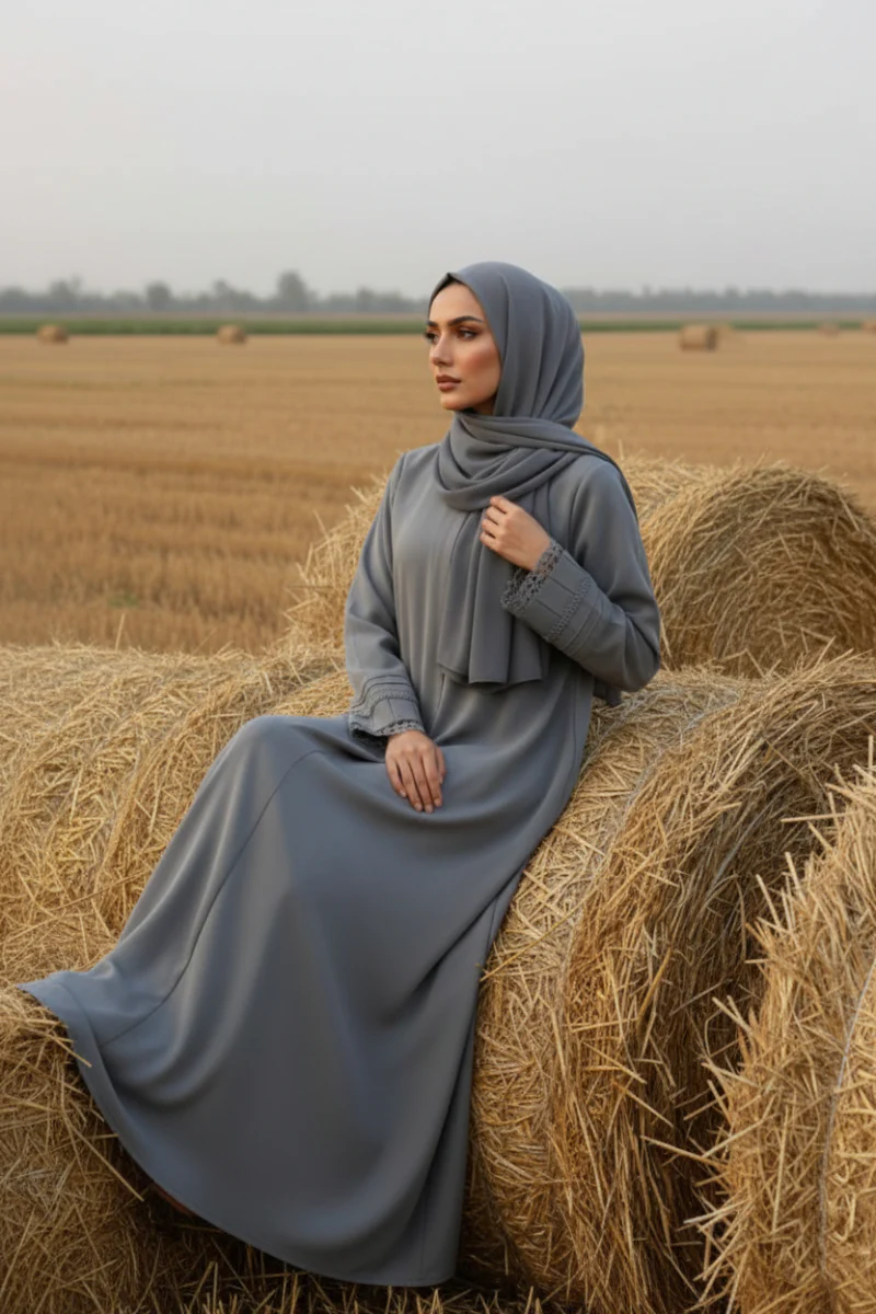 Eimaan Lace Cuff Abaya - Image 12