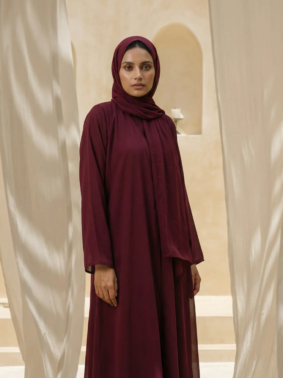 Front Open Georgette Abaya with inner - Image 9