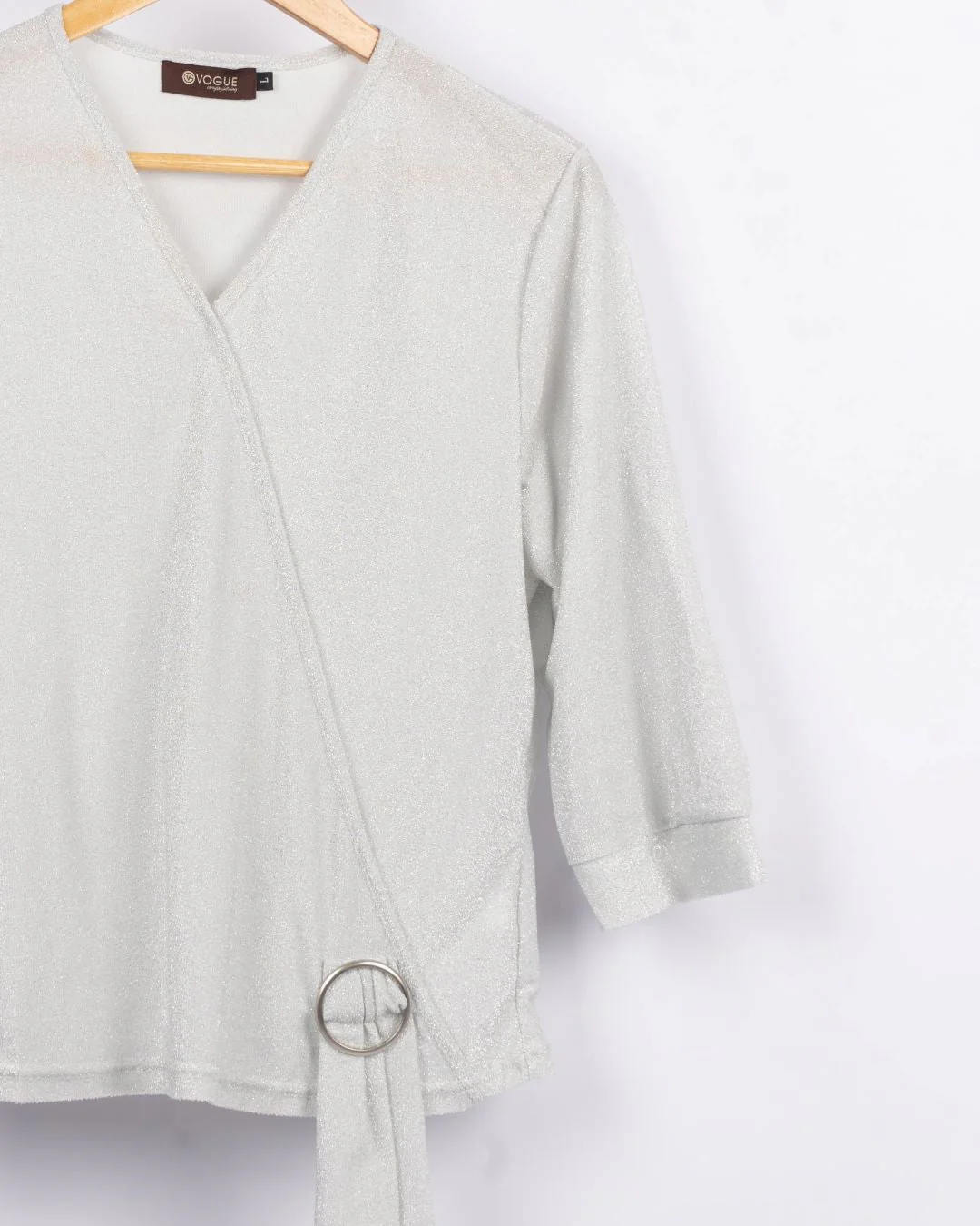 Moonlight V-Neck Top - Ash White - Image 7