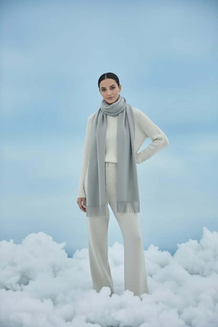 Plain Cashmere Scarves - Ash Grey - Image 4