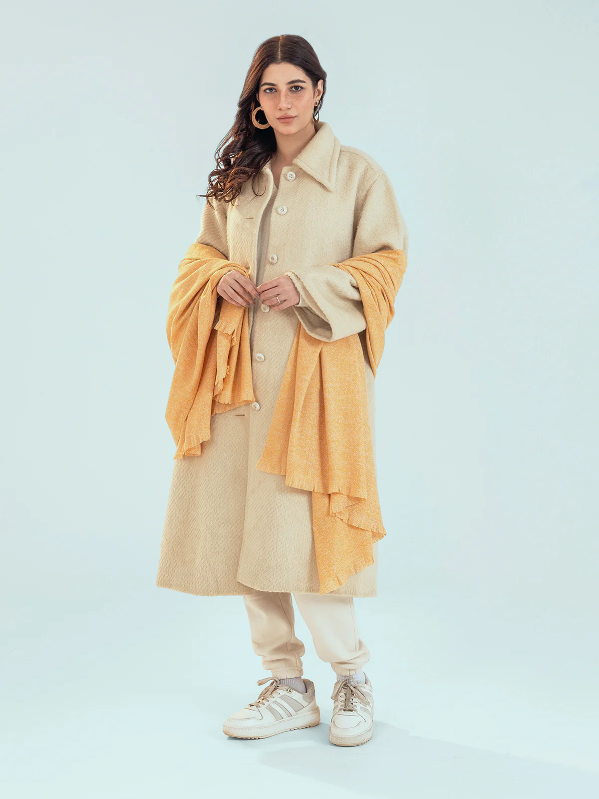 Retro Cashmere Shawl - Mustard - Image 3