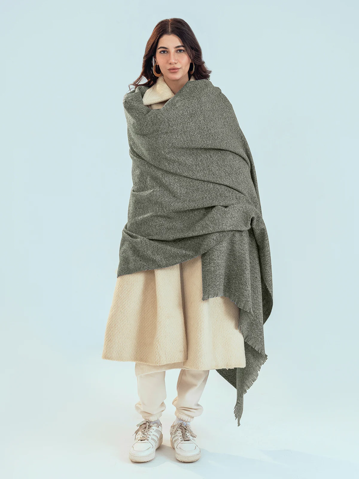 Retro Cashmere Shawl - Titanium - Image 3