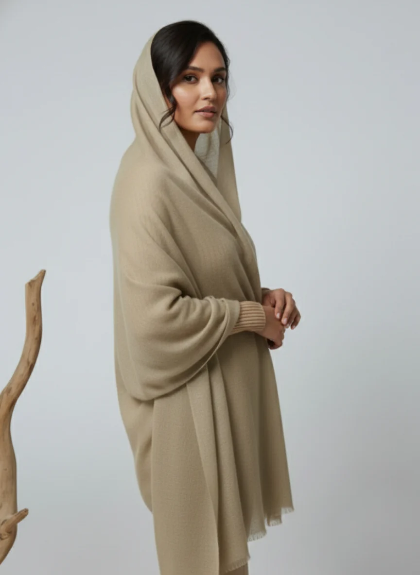 Veloria Wool Shawl - Dark Vanilla - Image 2