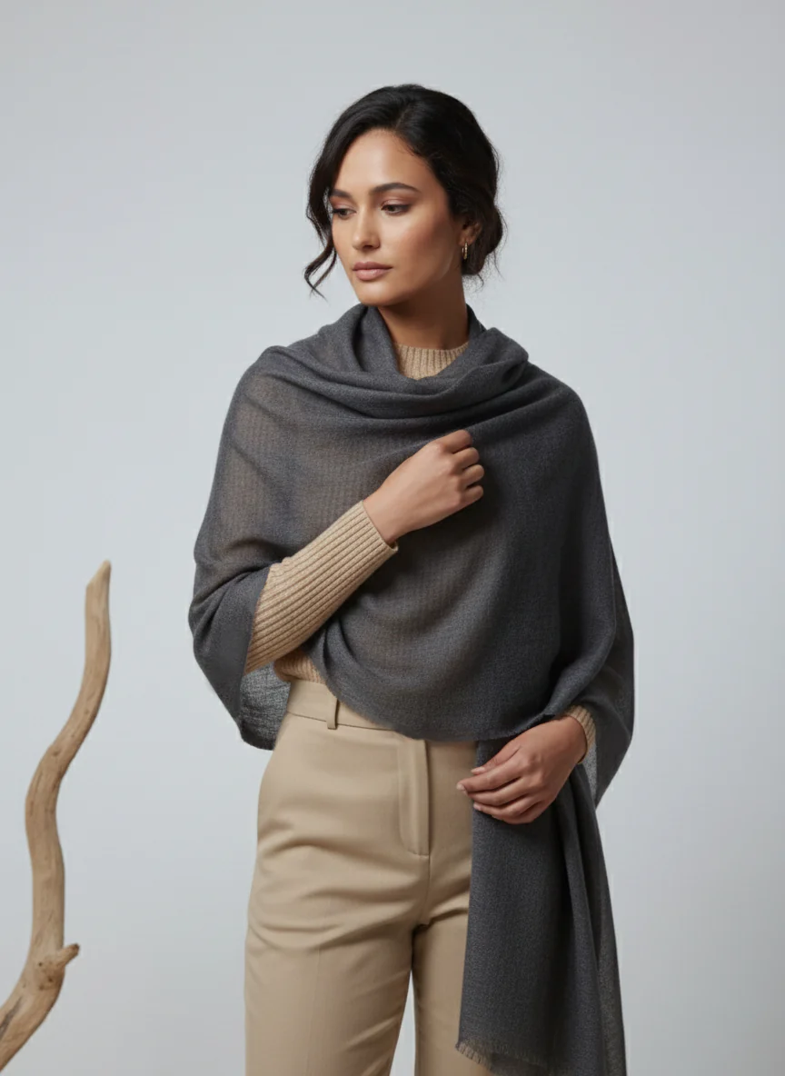 Veloria Wool Shawl - Titanium Grey - Image 3
