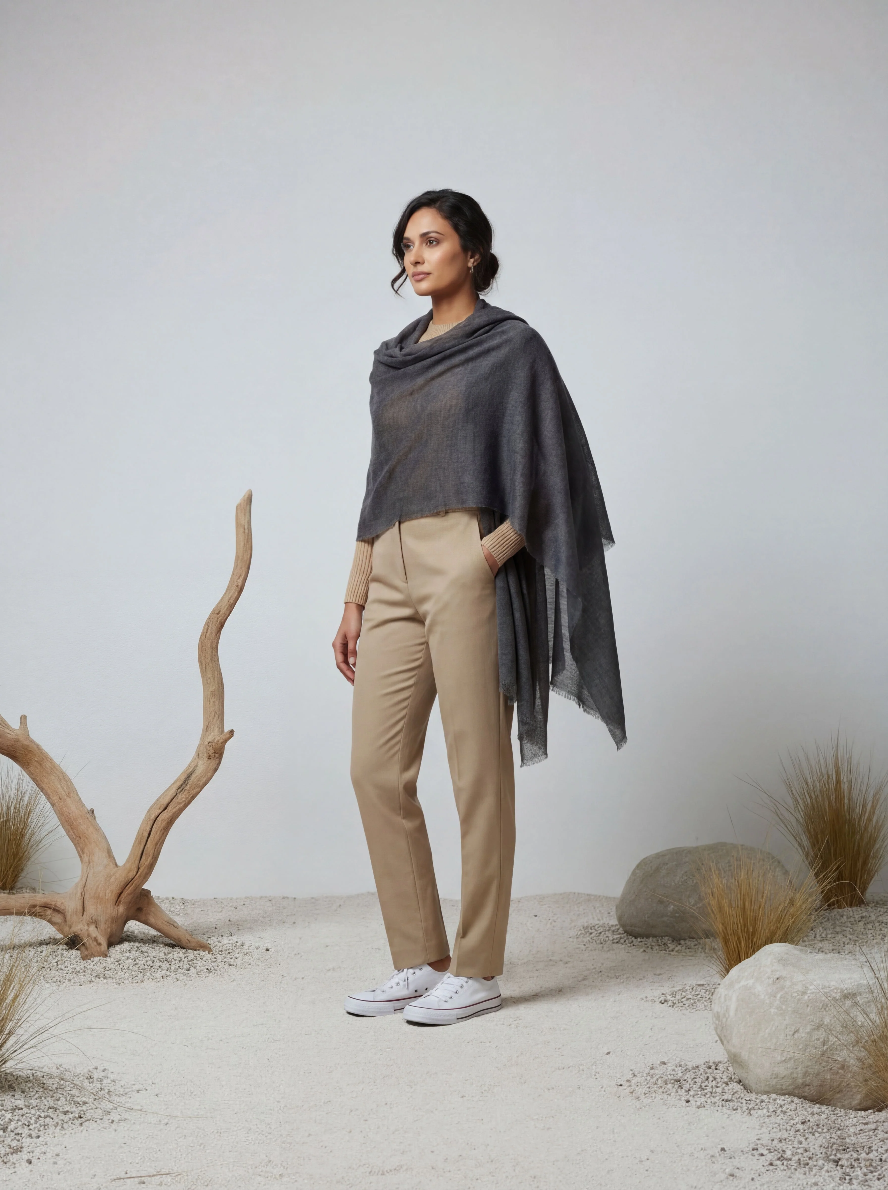Veloria Wool Shawl - Titanium Grey - Image 4