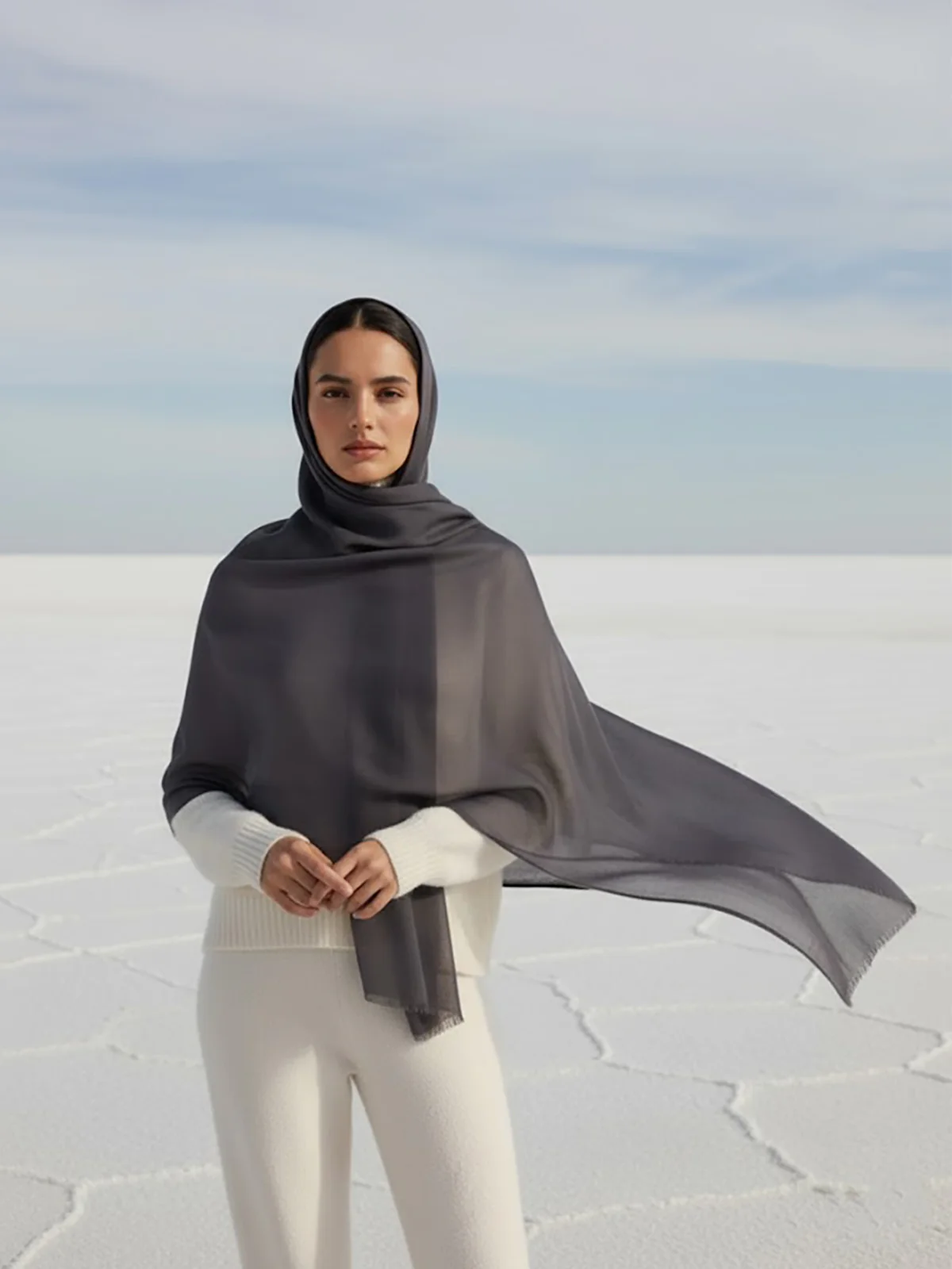Vicuña Woolen Shawl - Charcoal Grey - Image 2