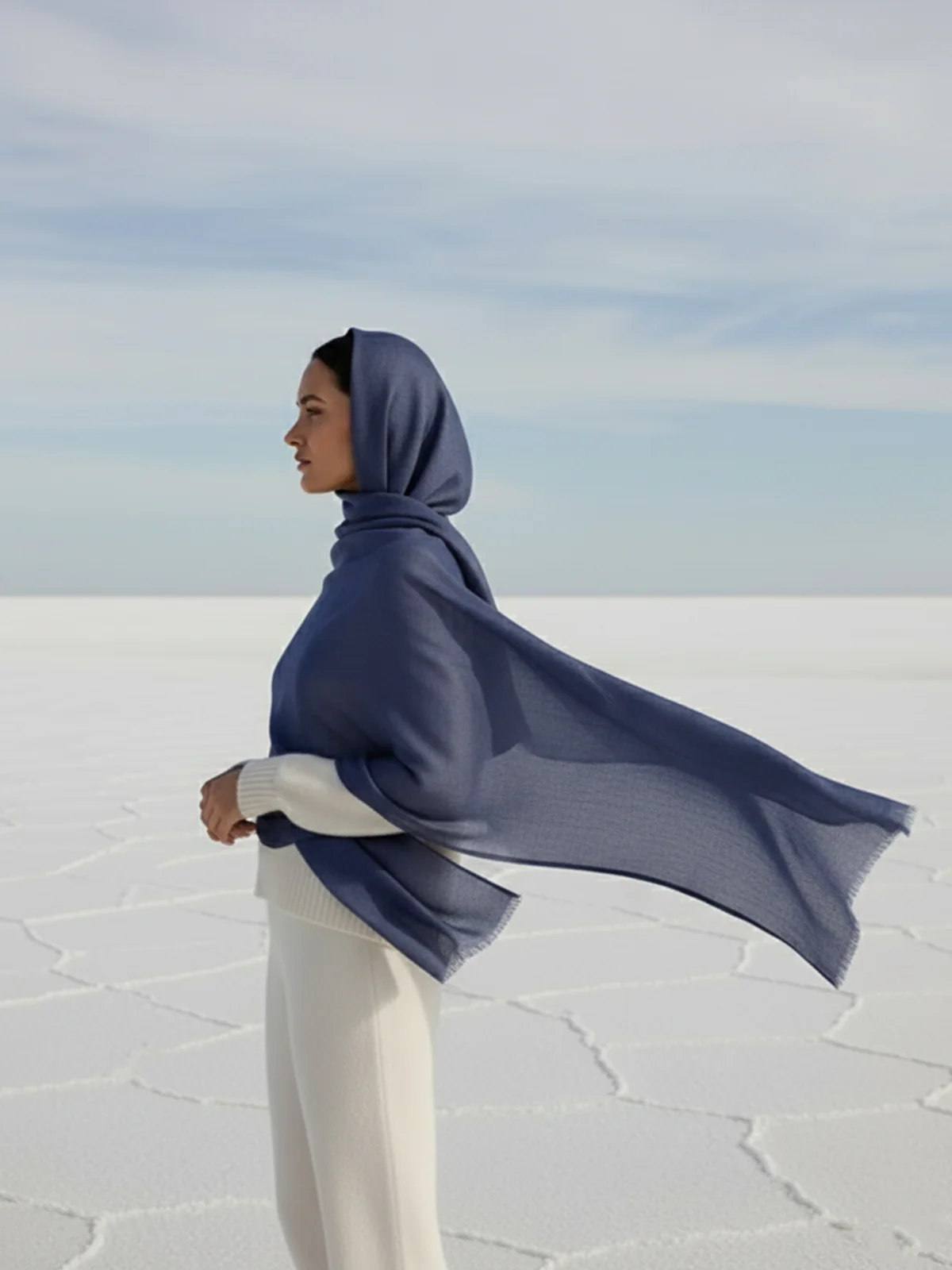 Vicuña Woolen Shawl - Persian Blue - Image 2
