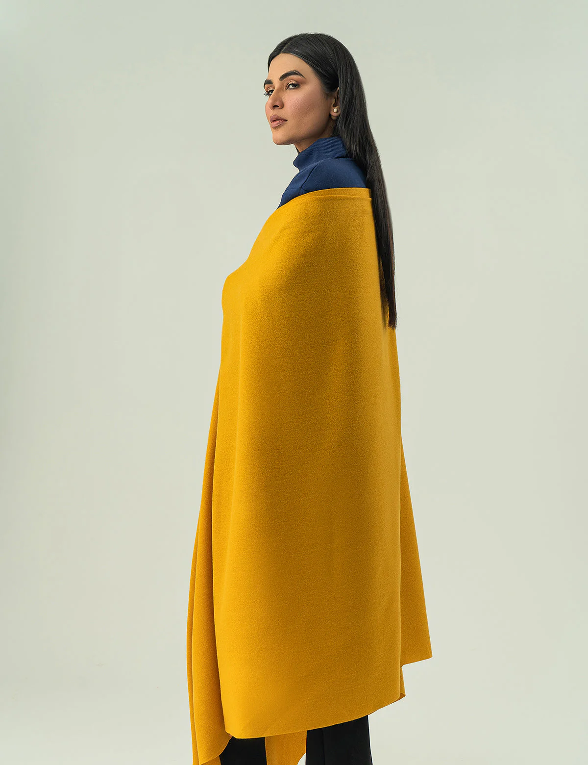 Woolen Cashmere Shawl - Mustard - Image 3