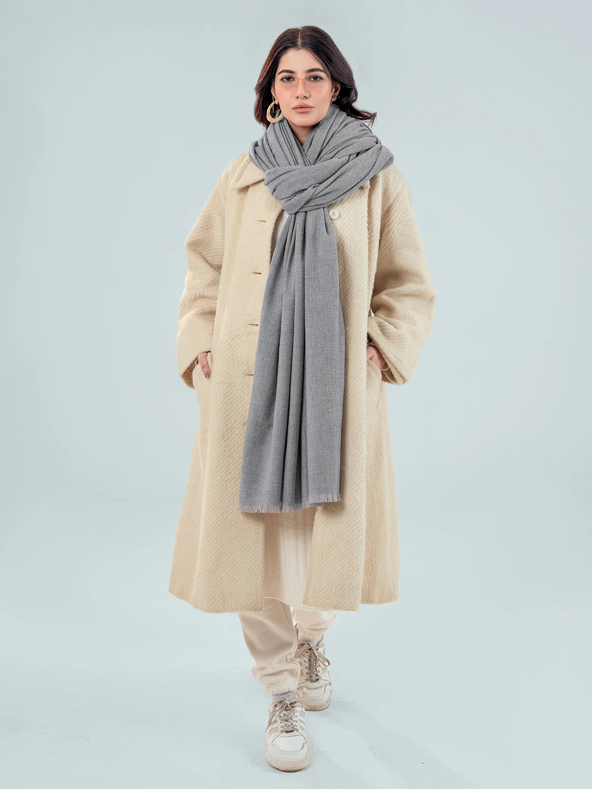 Zuva Woolen Shawl - Ash Grey - Image 3